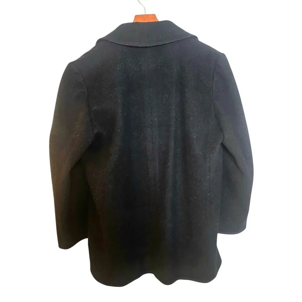 Jones New York Vintage Black Double Breasted Wool Pea Coat